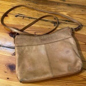 Margot New York brown genuine leather crossbody bag purse with gold detail